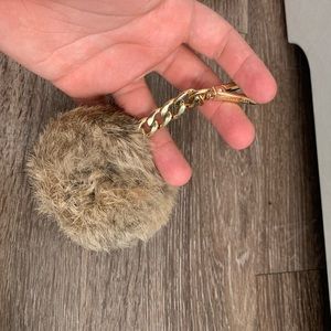Tan colored rabbit fur keychain